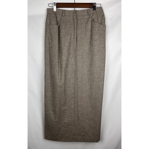 Vtg Talbots Tweed Maxi Skirt Lined Back Slit NWT Wool Blend Minimalist Women's 4 - Picture 1 of 13